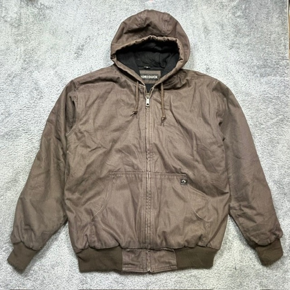 Dri Duck Jacket Men LT TALL Brown Cheyenne Canvas Work Full Zip Hooded Insulated